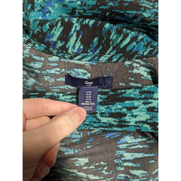 Gap Sz S Women's Green Blue Long Sleeve Scoop Back Pullover Shift Dress - Picture 6 of 7